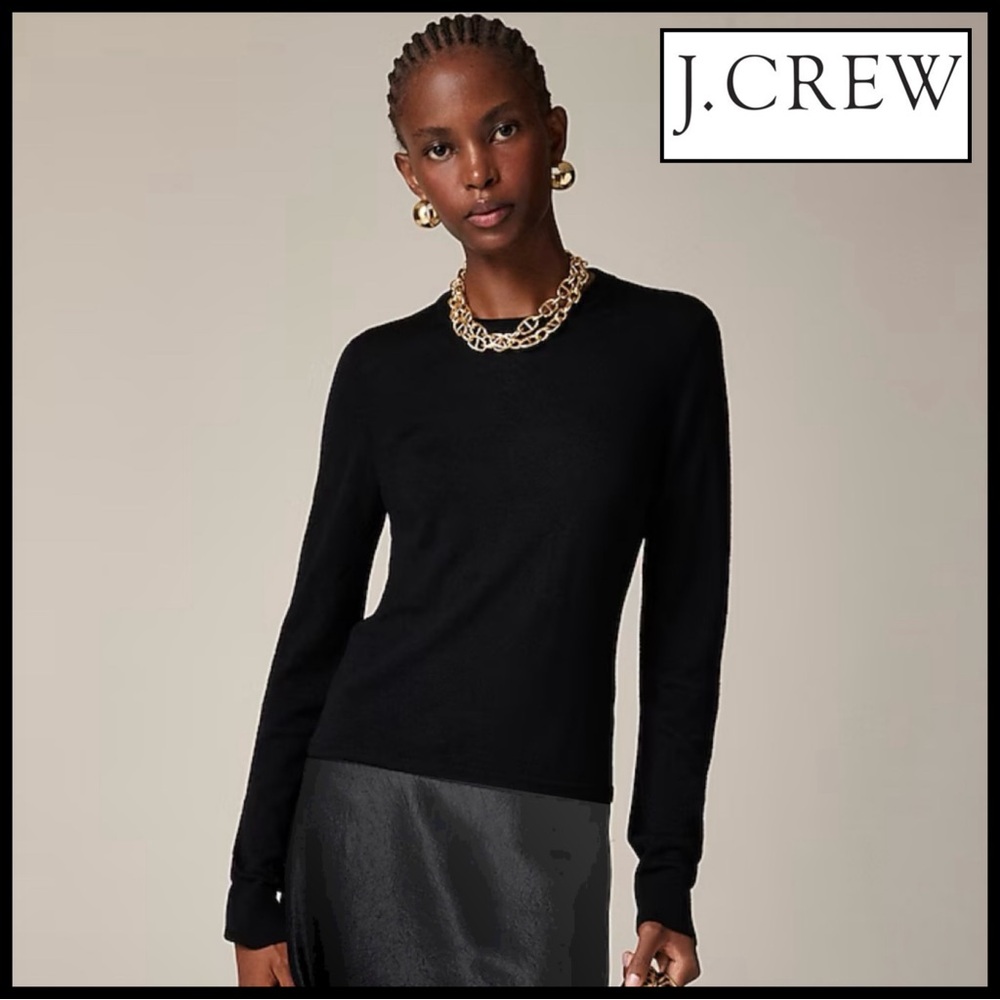 J. Crew Classic Merino Wool Black Sweater. Size L.